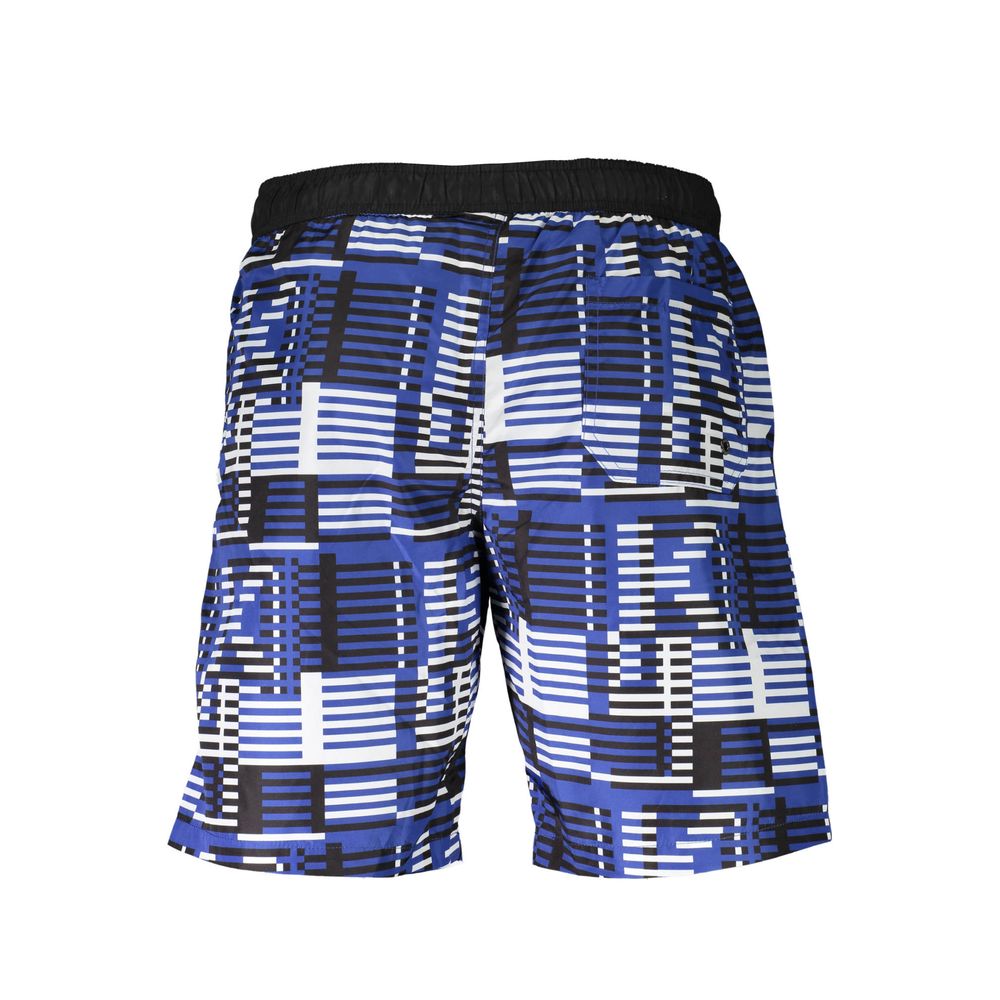 Maillot de bain homme Karl Lagerfeld en polyester bleu avec logo, style élégant et confortable pour la plage.
