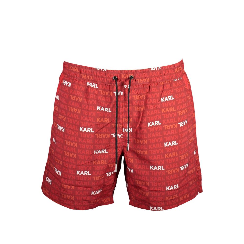 Caleçons de bain pour homme Karl Lagerfeld Rosso en polyester, coupe boxer, couleur rouge, idéal pour la plage ou la piscine.