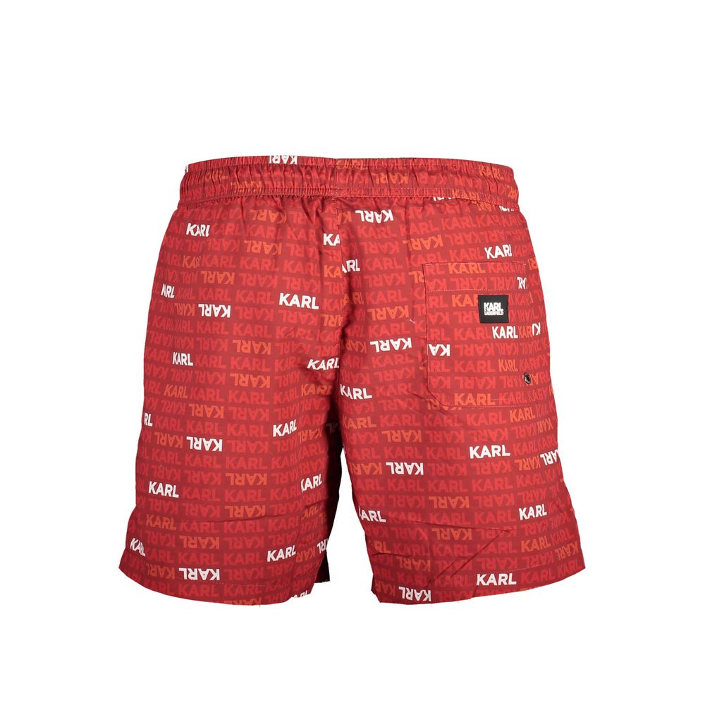 Boxers de bain pour homme Karl Lagerfeld Rosso en polyester, avec motif rouge et coupe confortable.