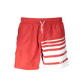 Boxers de bain pour hommes Karl Lagerfeld Rosso en polyester, couleur rouge vif avec logo de la marque visible.