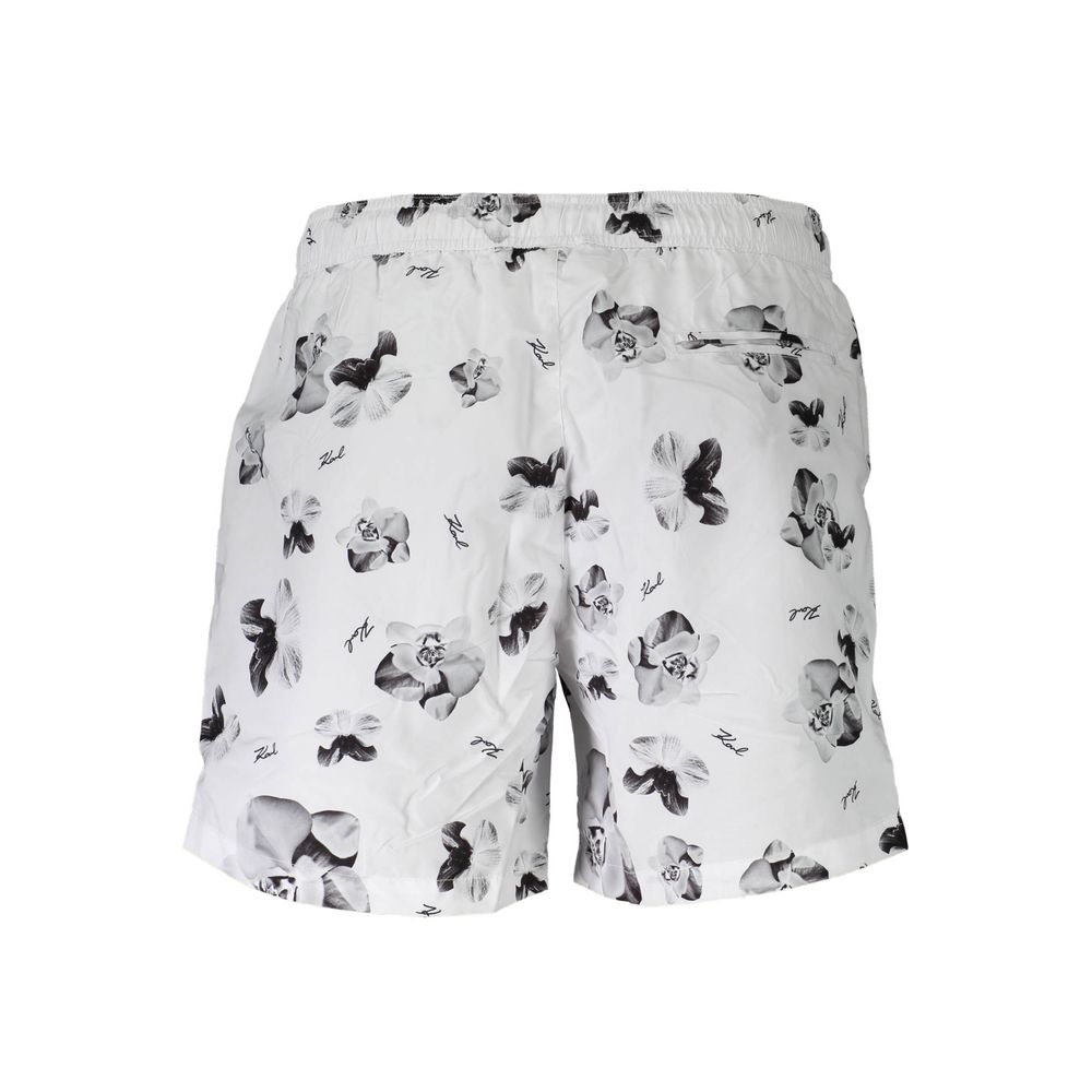 Boxers de bain pour hommes Karl Lagerfeld Bianco en polyester, couleur blanche, avec logo et design élégant.