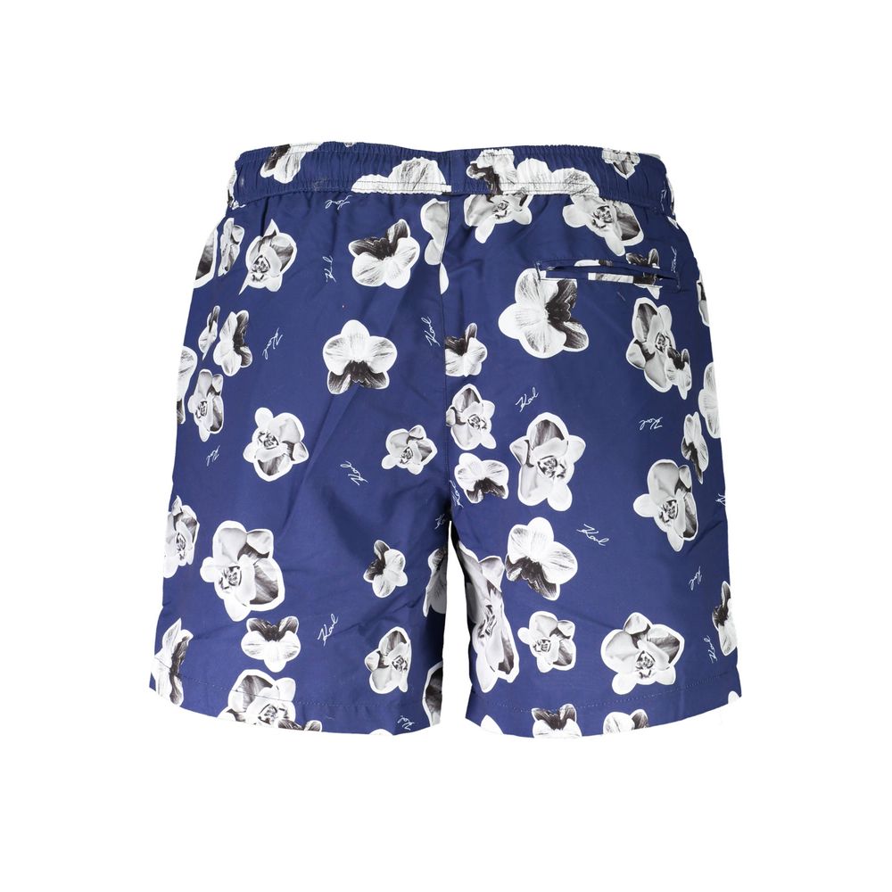 Caleçons de bain pour homme Karl Lagerfeld en polyester bleu, style boxer avec logo sur la taille.