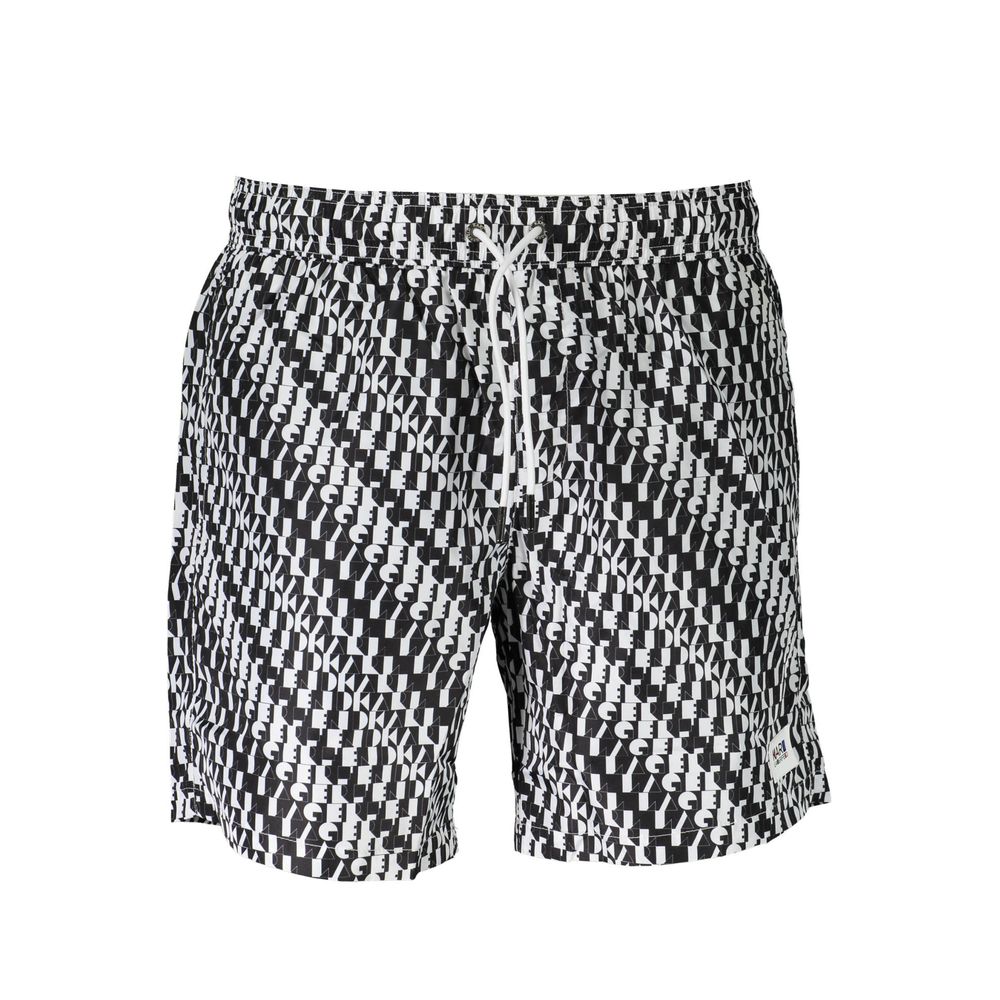 Shorts de bain pour homme Karl Lagerfeld en polyester blanc, style boxer avec logo de la marque visible.