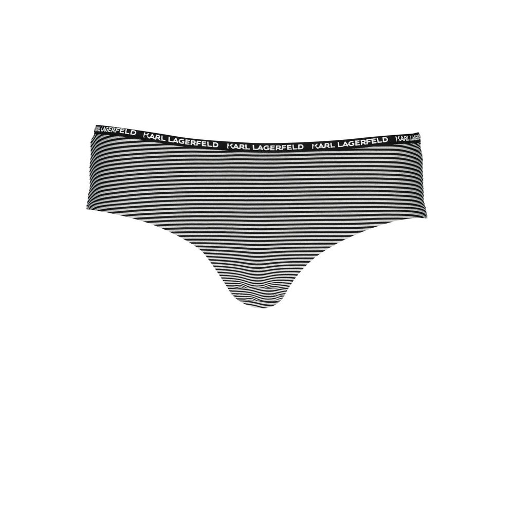 Maillot de bain femme Karl Lagerfeld noir en polyamide, coupe classique avec logo visible sur la ceinture.