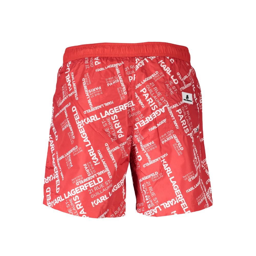 Boxers de bain pour hommes Karl Lagerfeld Rosso en polyester, design élégant avec motif rouge et coupe confortable.