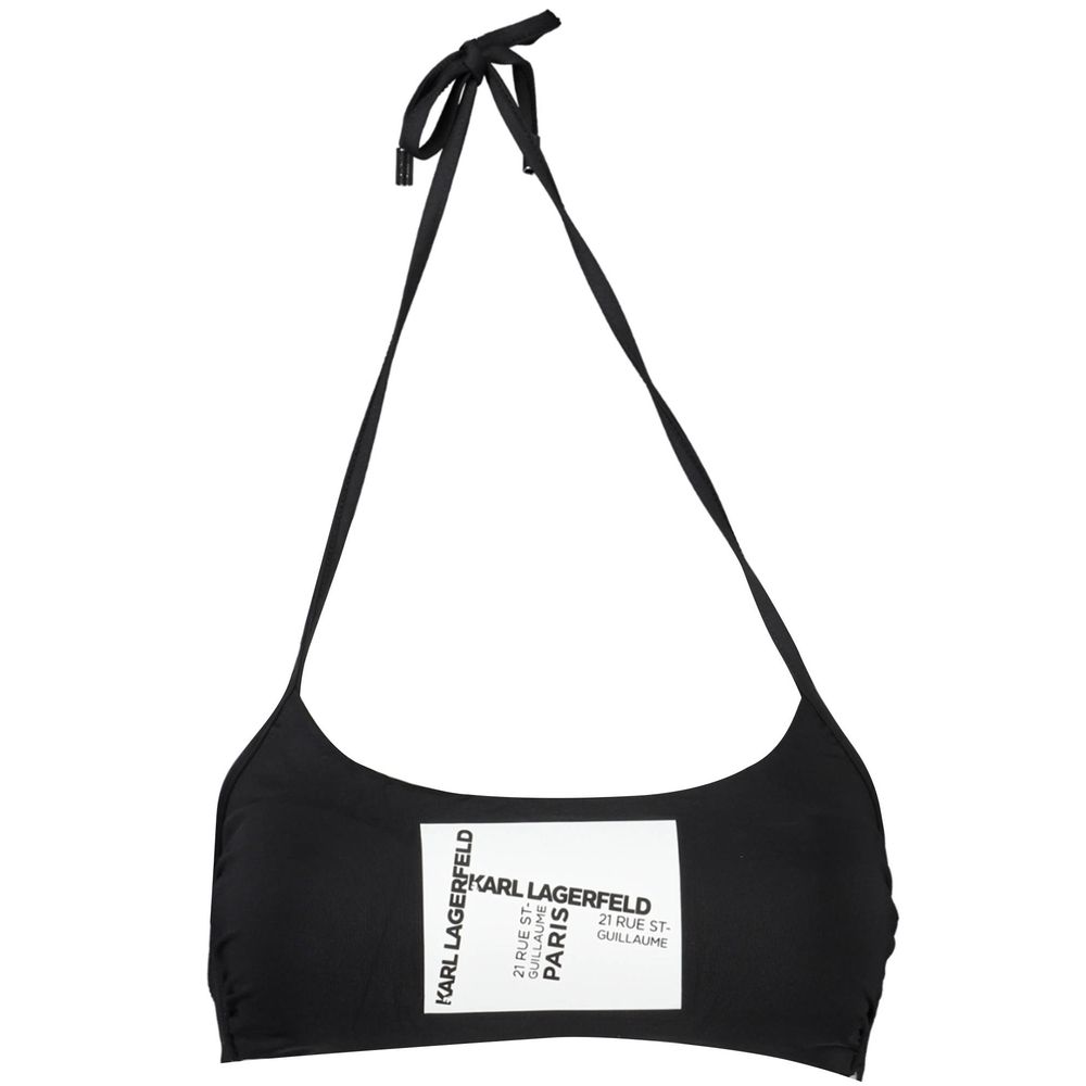 Maillot de bain femme Karl Lagerfeld noir en polyamide, coupe élégante et moderne, idéal pour la plage ou la piscine.