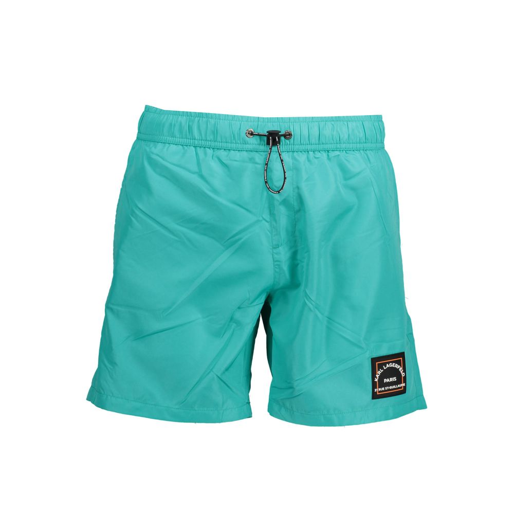 Maillot de bain homme Karl Lagerfeld en polyester vert avec boxer de natation, style élégant et confortable.