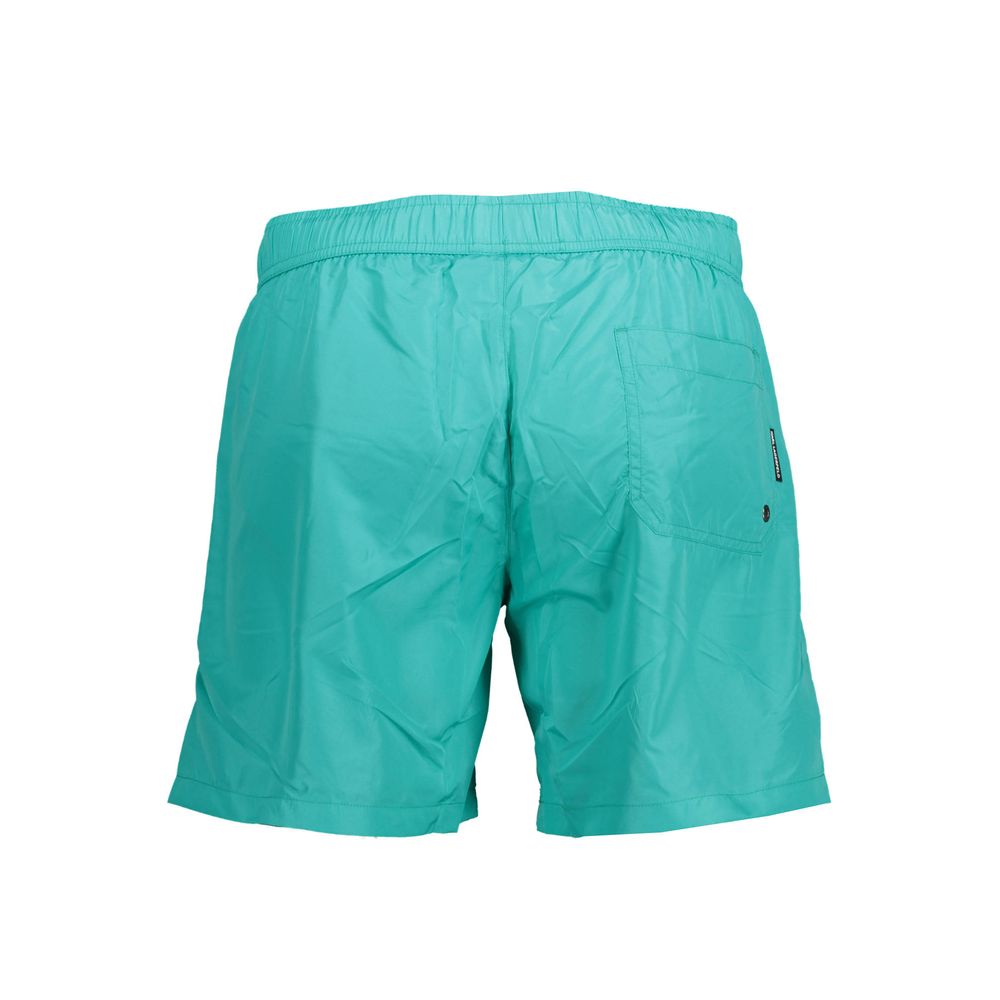 Boxers de bain pour hommes Karl Lagerfeld en polyester vert, coupe ajustée et style moderne.