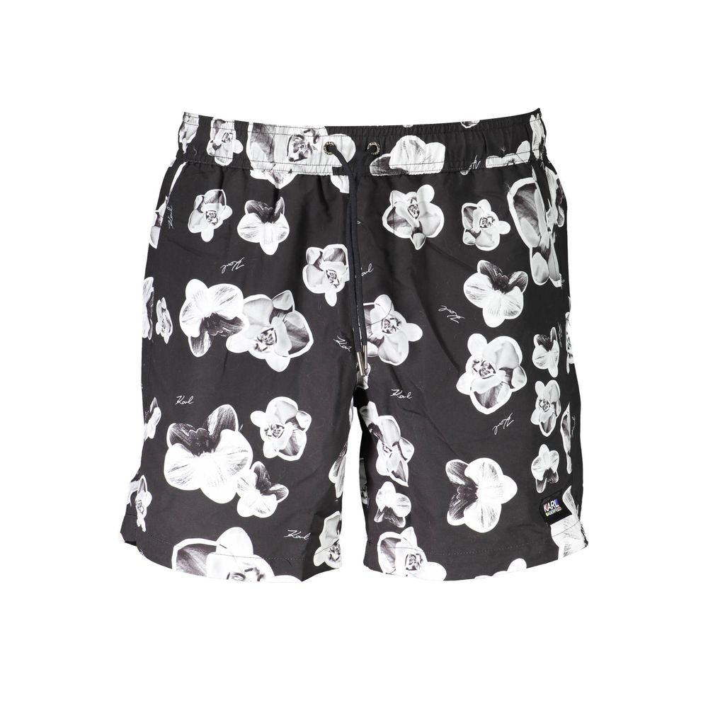 Maillot de bain boxer homme Karl Lagerfeld Nero en polyester, coupe slim et design élégant.