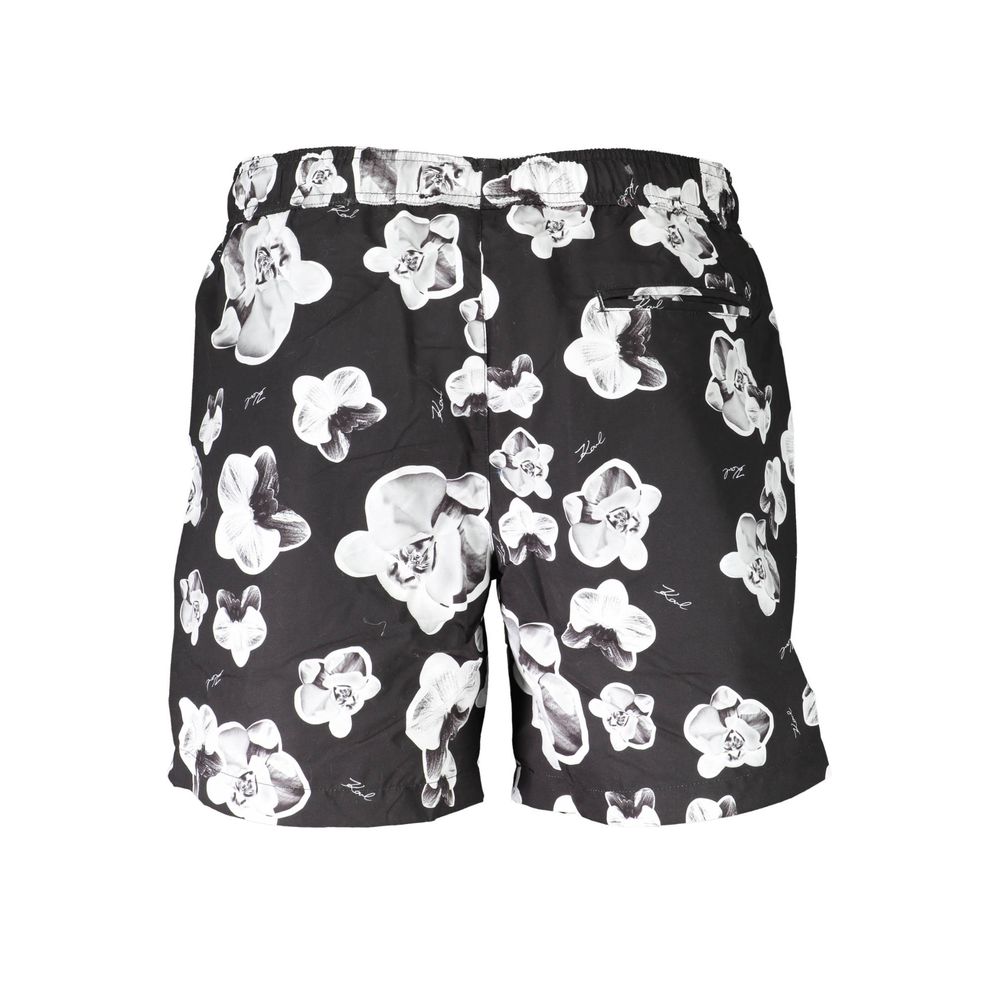Boxers de bain pour homme Karl Lagerfeld Nero en polyester, style sportif avec logo visible, adaptés pour la plage ou la piscine.