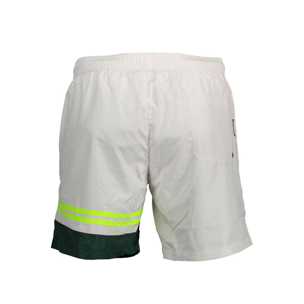 Boxers de bain pour homme Karl Lagerfeld en polyester blanc, avec design élégant et logo visible.