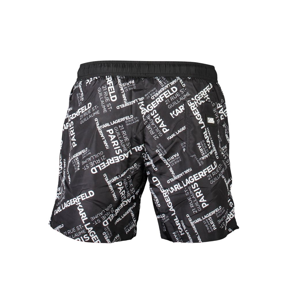 Boxers de maillot de bain pour homme Karl Lagerfeld en polyester noir, avec logo visible.