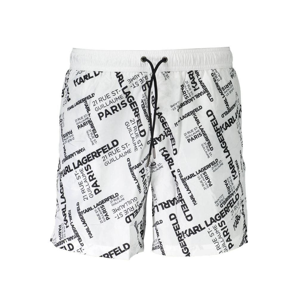 Boxer de bain pour homme Karl Lagerfeld Bianco en polyester, avec design blanc et coupe confortable.