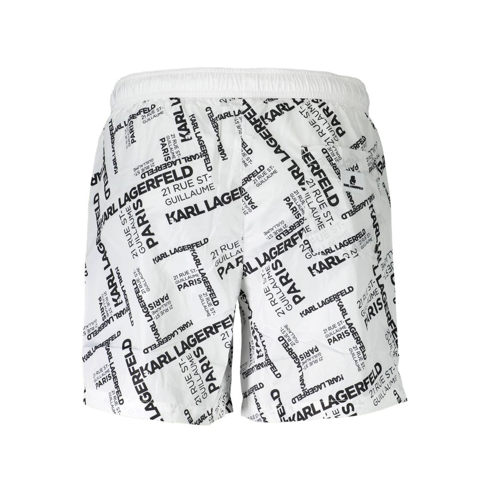 Boxers de bain pour hommes Karl Lagerfeld Bianco en polyester, style blanc avec logo de la marque visible.