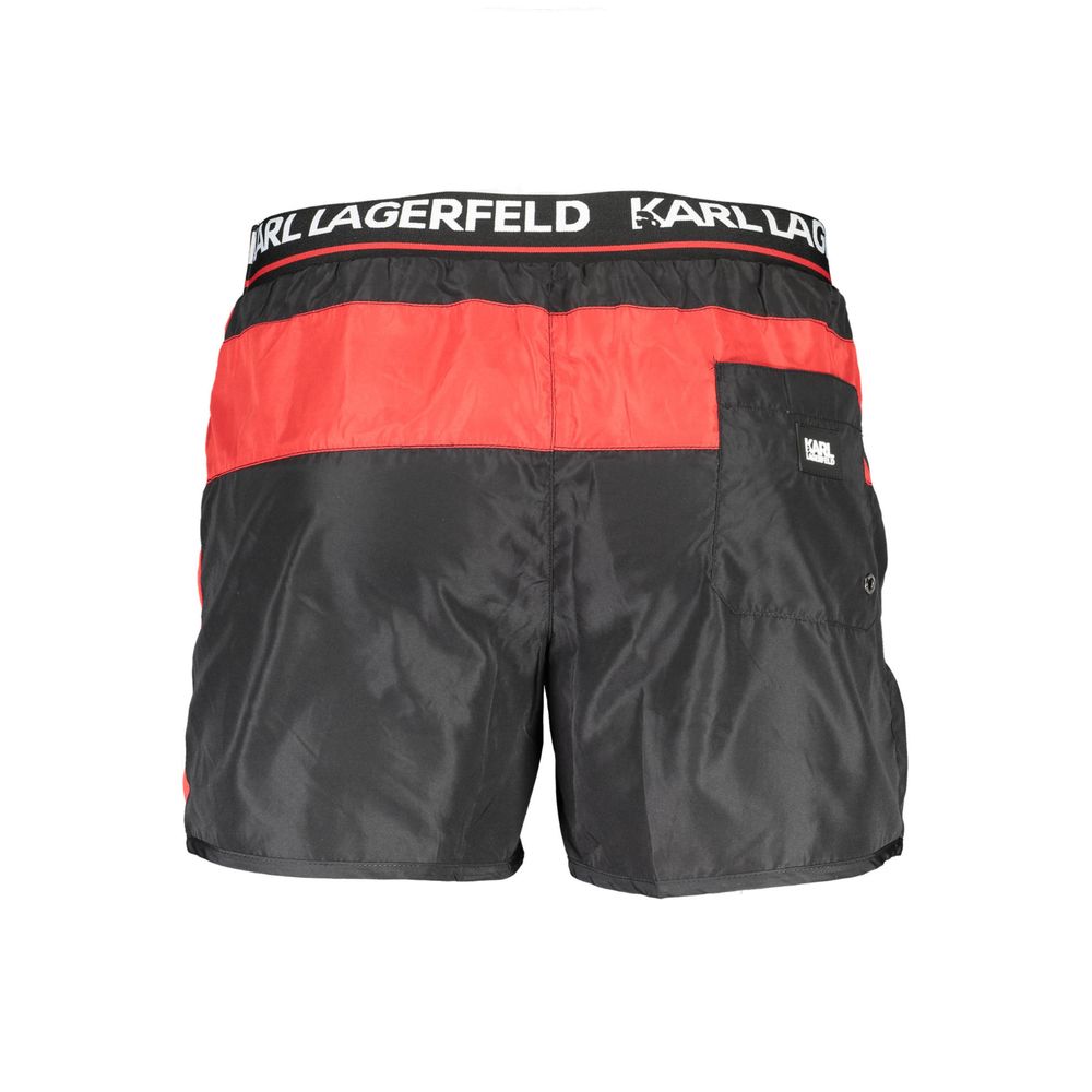 Boxers de bain pour homme Karl Lagerfeld Nero en polyester, design élégant noir, coupe ajustée, idéal pour la plage ou la piscine.