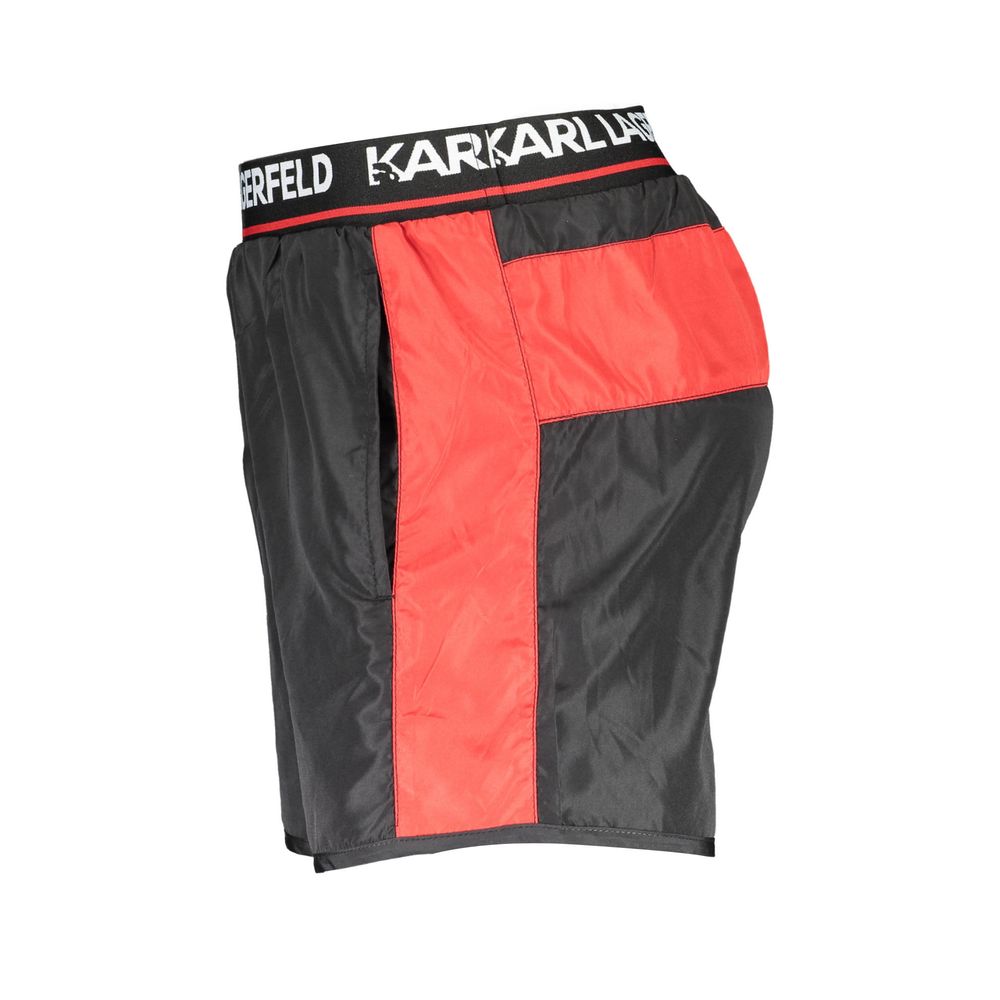 Boxers de bain pour homme Karl Lagerfeld Nero en polyester, style élégant noir avec logo, visible sur l’image.