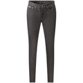 Jean femme en coton noir de Calvin Klein, coupe classique, visible en détail dans l'image.