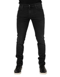 Pantalon en jean skinny noir en coton de Dolce & Gabbana pour homme, coupe ajustée et détails classiques.