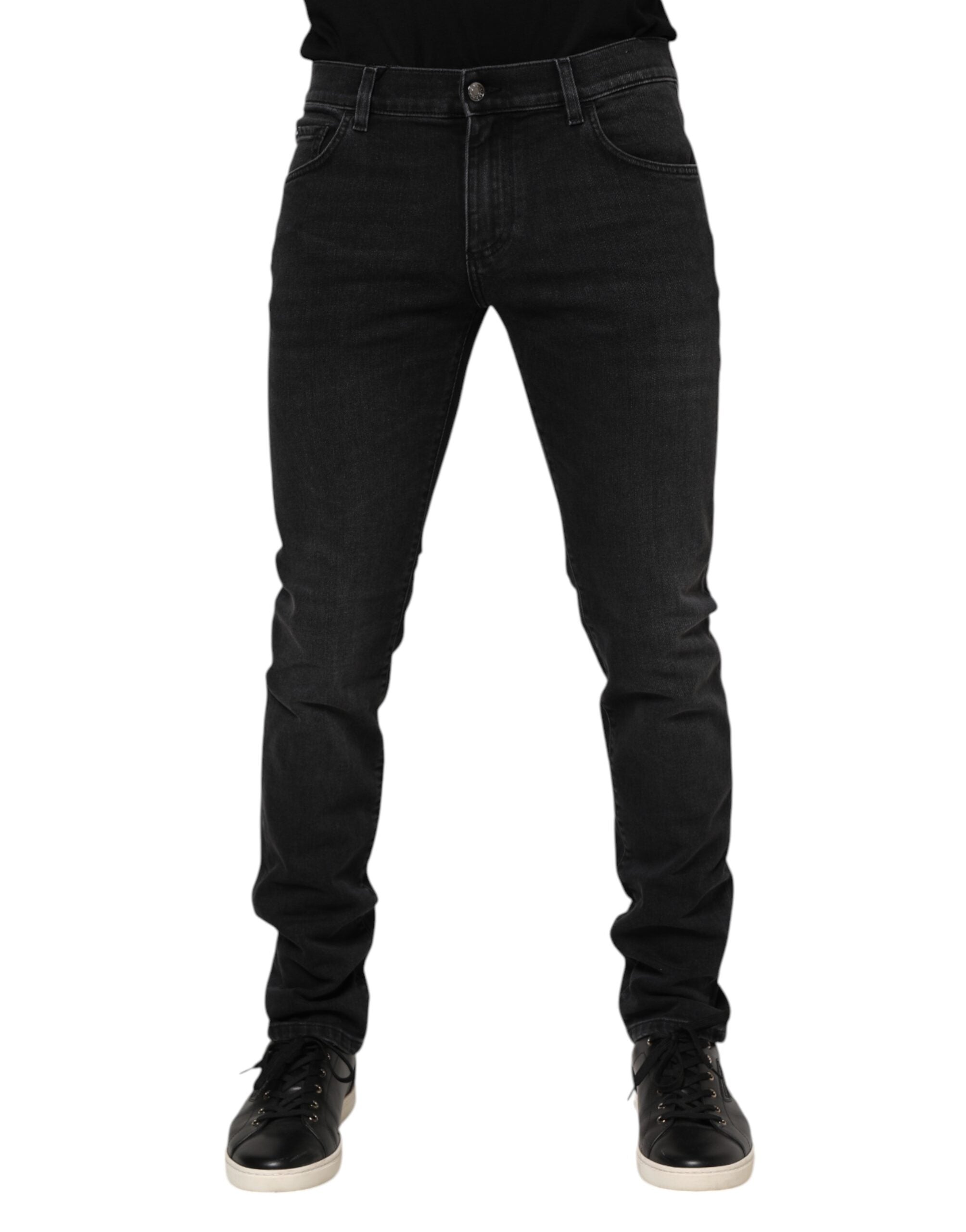 Pantalon en jean skinny noir en coton de Dolce & Gabbana pour homme, coupe ajustée et détails classiques.