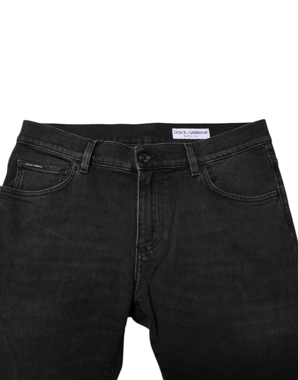 Jeans skinny en coton noir Dolce & Gabbana pour homme, pantalon en denim ajusté avec poches et détails classiques.