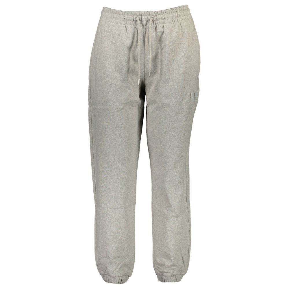 Pantalon de sweat en coton gris pour femmes de la marque Calvin Klein, confortable et décontracté.