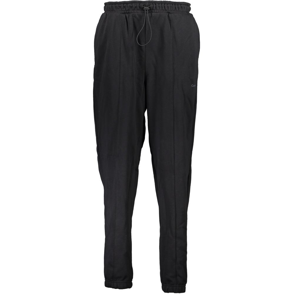 Pantalon de survêtement noir en coton pour femmes de la marque Calvin Klein, doux et décontracté.