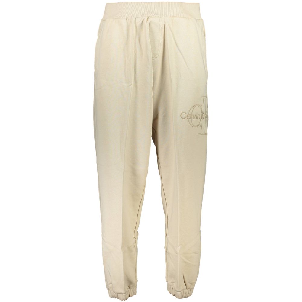 Pantalon de jogging beige en coton pour homme de la marque Calvin Klein, vue de face.