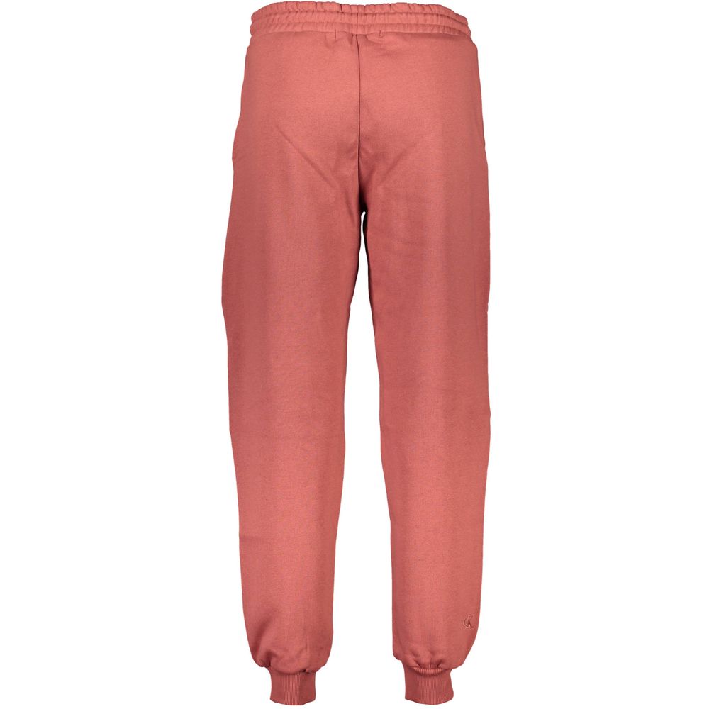 Pantalon de jogging pour femmes Calvin Klein Rosso en coton, coupe décontractée, couleur rouge avec logo discret.