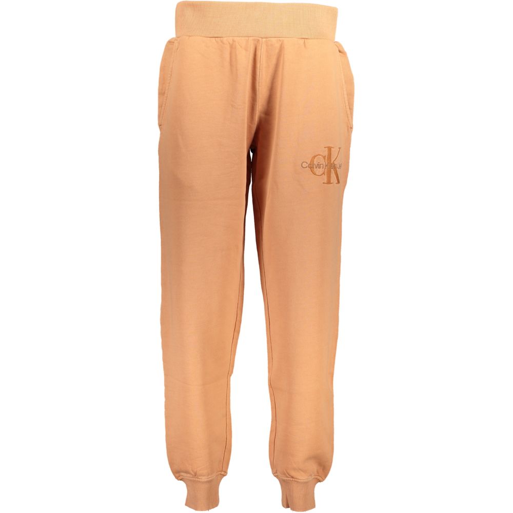 Pantalon jogging pour femmes Calvin Klein Arancione en coton avec taille élastique et poches latérales, style décontracté.