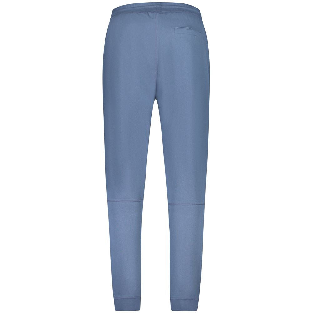 Pantalon de survêtement en coton bleu pour homme de la marque Hugo Boss, style décontracté et confortable.