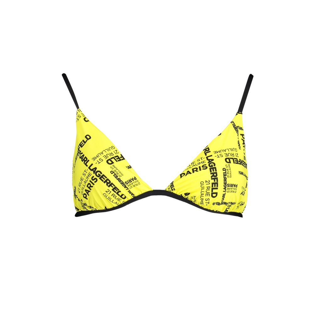 Maillot de bain jaune en polyamide pour femmes de Karl Lagerfeld, style élégant et moderne, visible en détail.