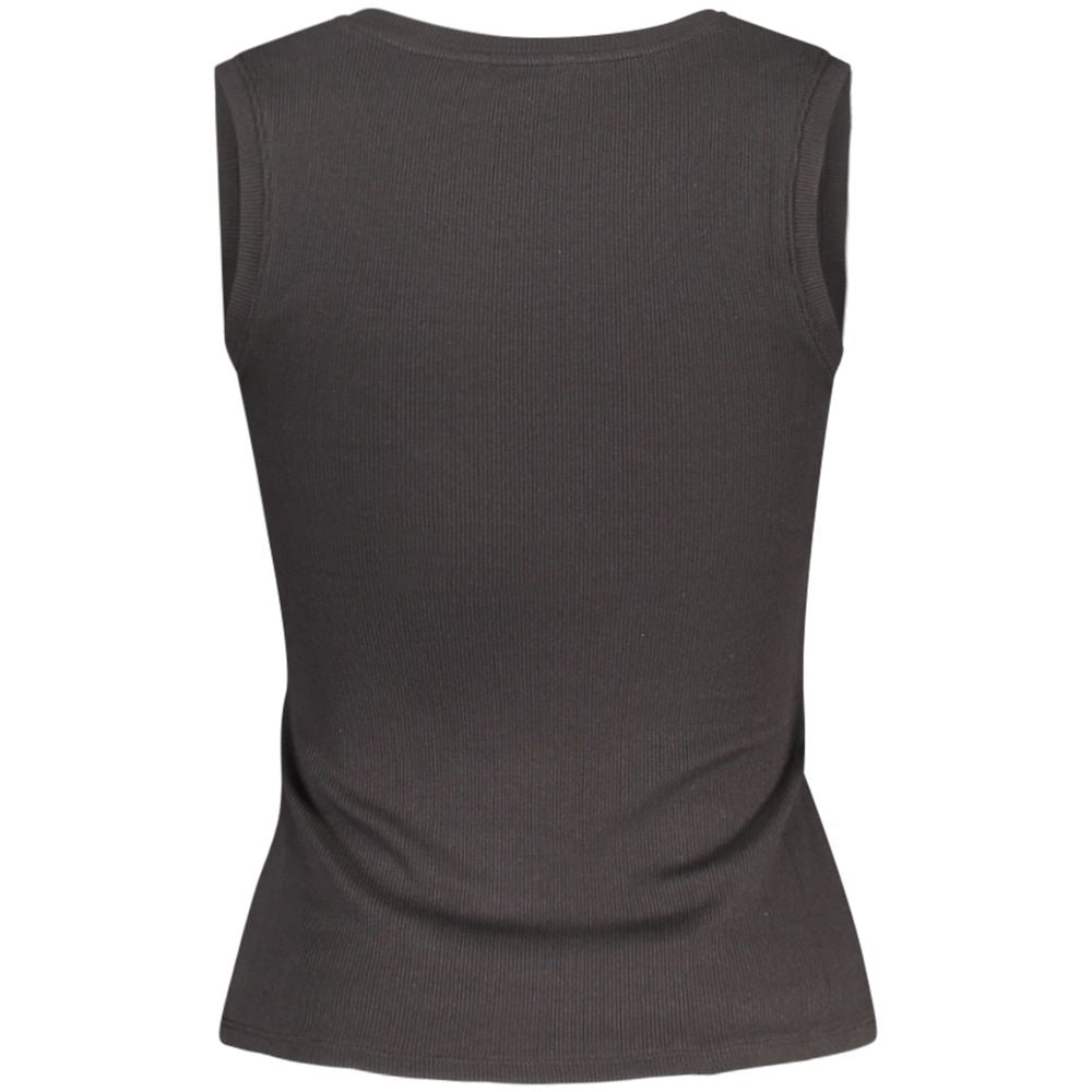 Débardeur en coton noir pour femmes de la marque Tommy Hilfiger, coupe ajustée et design simple.