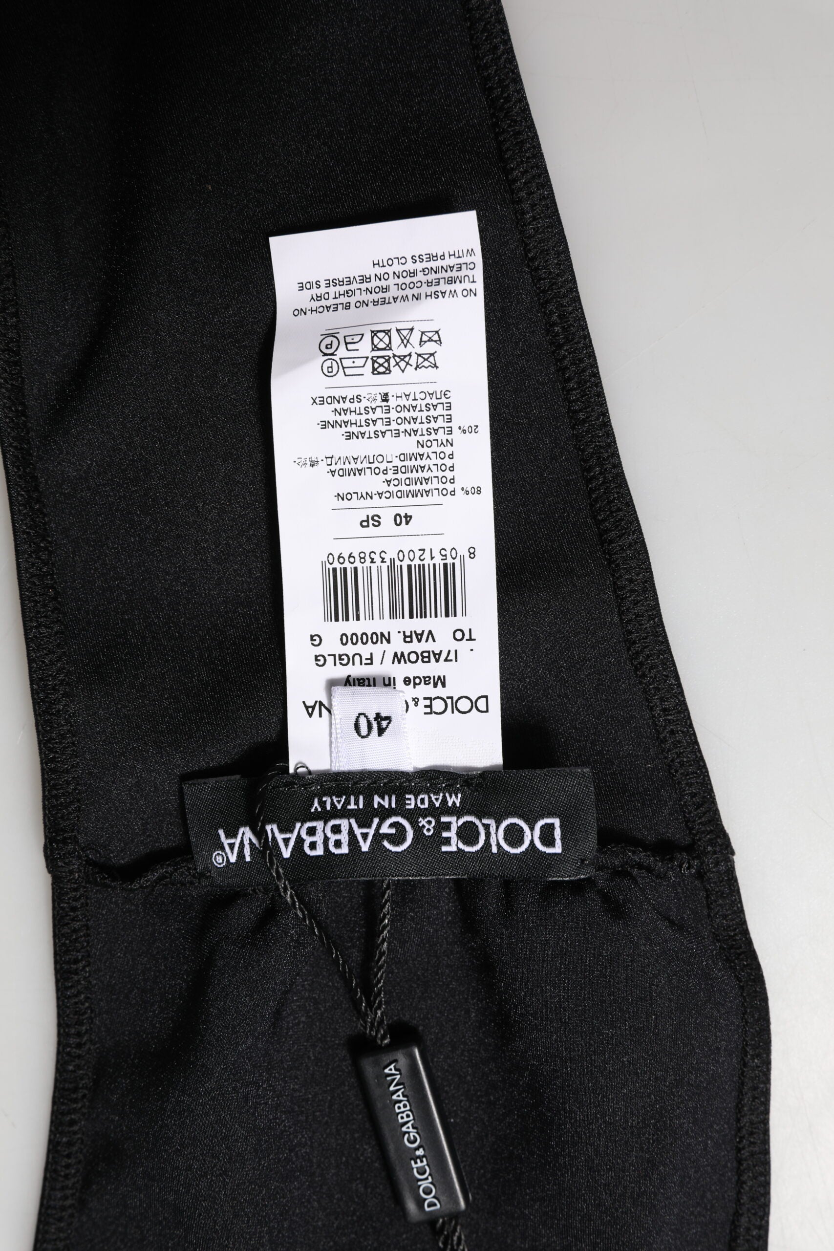 Top bandeau sans bretelles en nylon mélangé noir de Dolce & Gabbana, vêtement élégant et tendance pour femme.