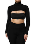 Pull à col roulé court noir en viscose de Dolce & Gabbana, visible avec détails du tissu et coupe ajustée.