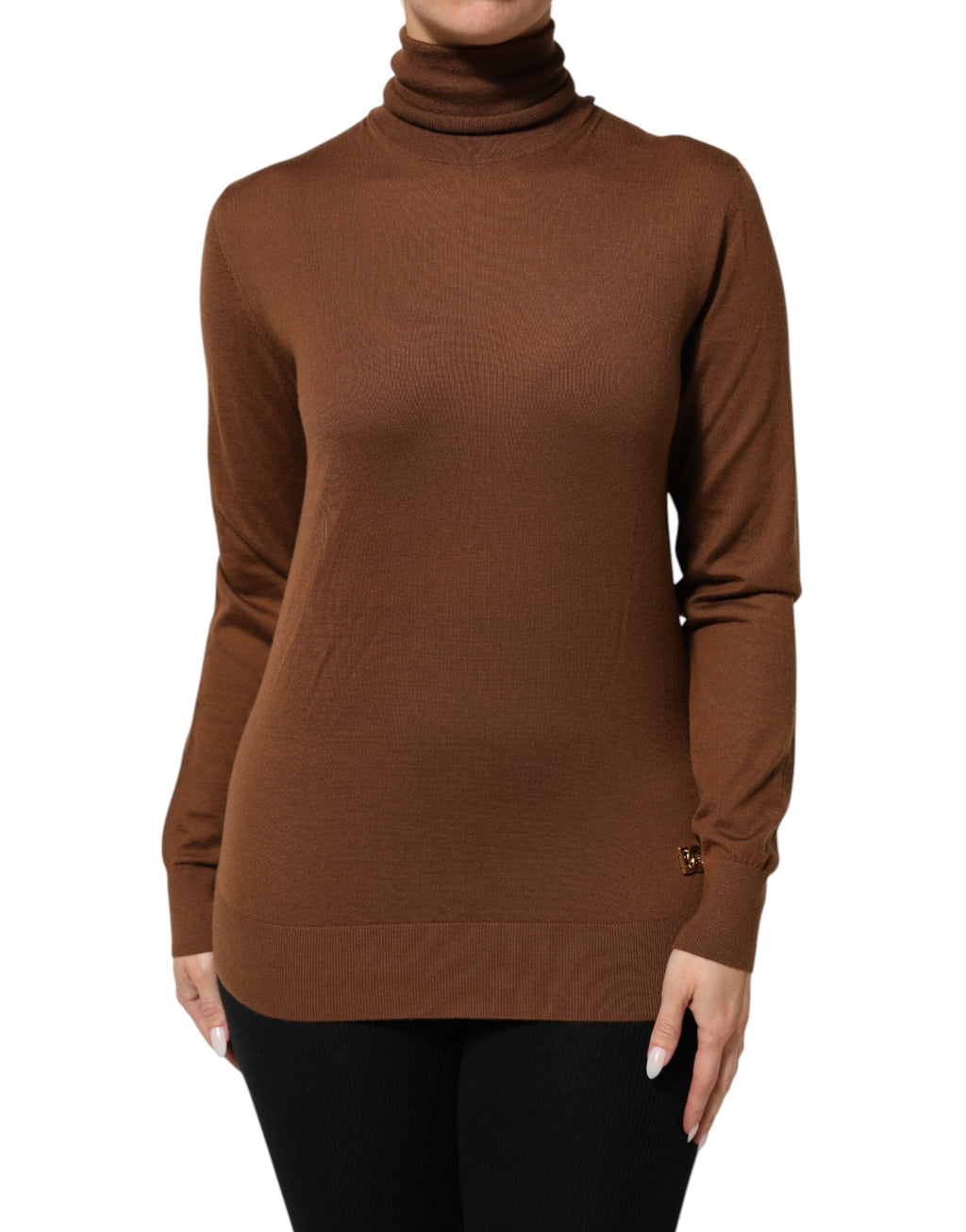 Pull en cachemire marron à col roulé de Dolce & Gabbana, pull-over élégant pour homme.