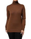 Pull en cachemire marron à col roulé de Dolce & Gabbana, pull-over élégant pour homme.