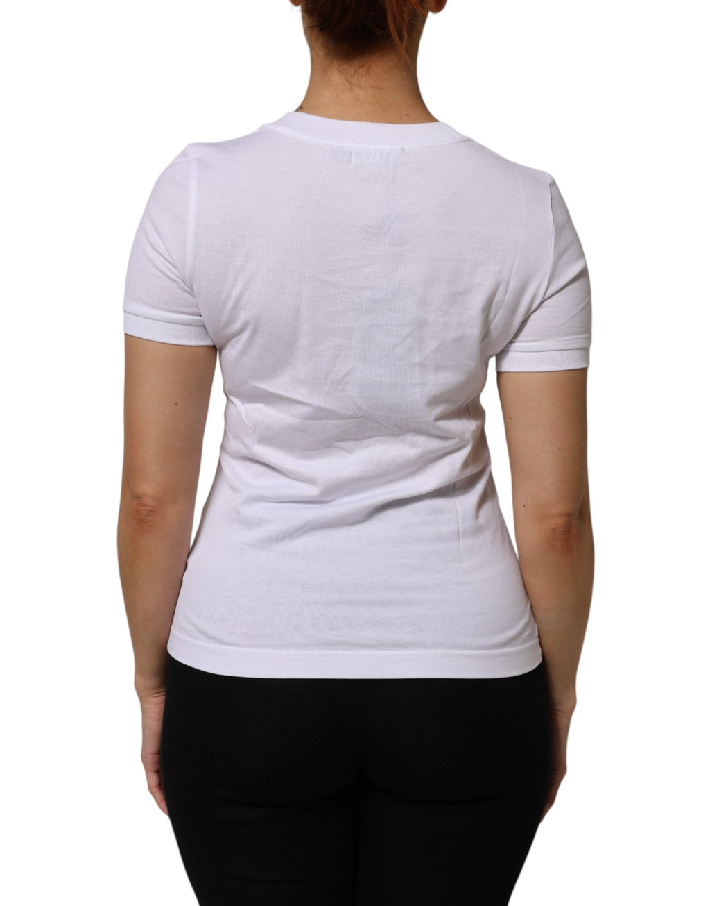 T-shirt blanche Dolce & Gabbana en coton à col rond et manches courtes, vue de face.
