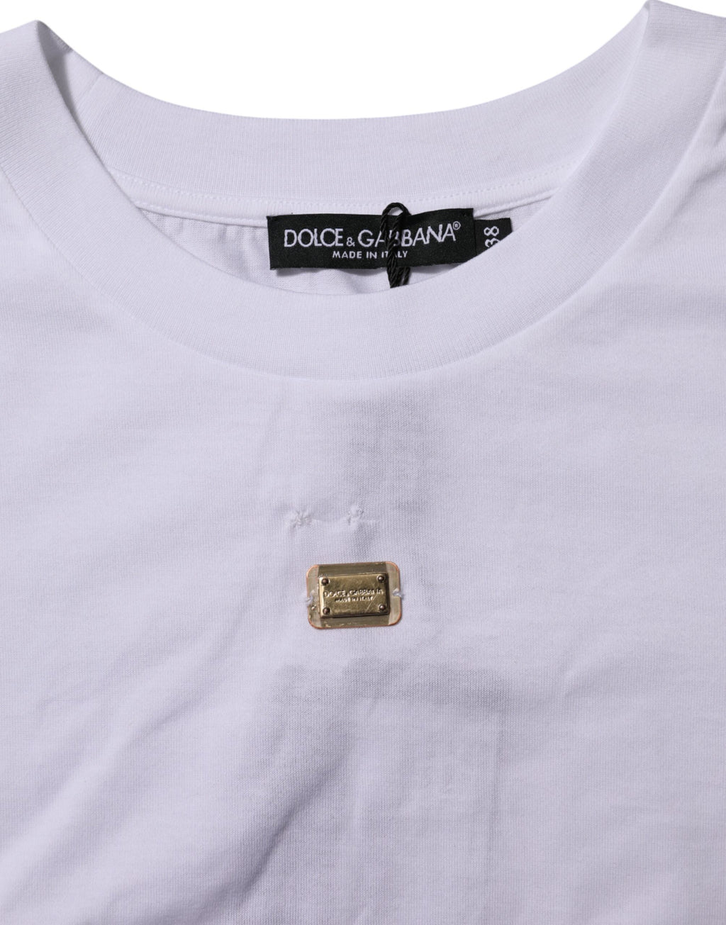 T-shirt blanche Dolce & Gabbana en coton avec col rond et manches courtes, vue de face.