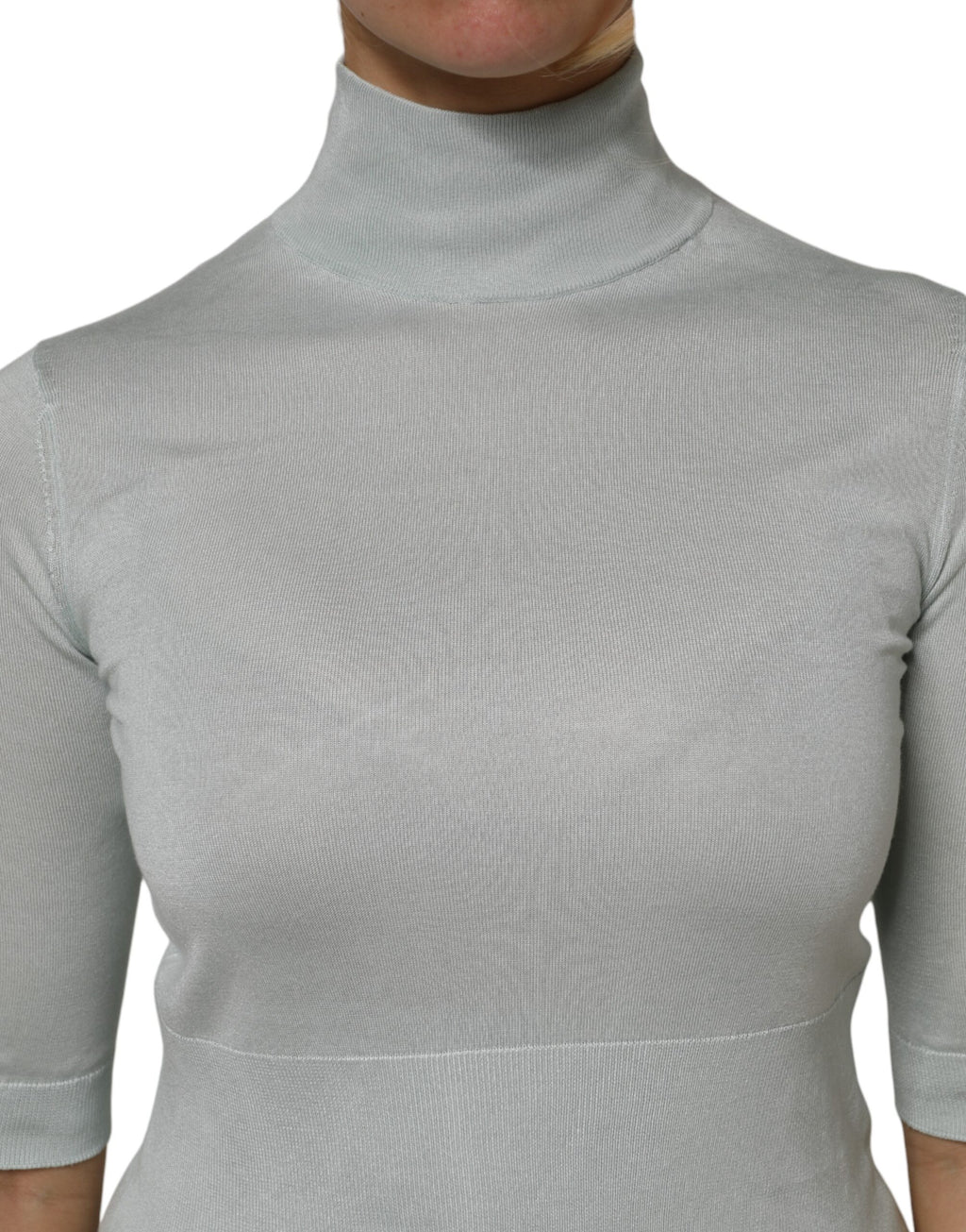 Pull dolce & gabbana gris à col roulé et manches 3/4, pull-over élégant en tricot, vue de face.