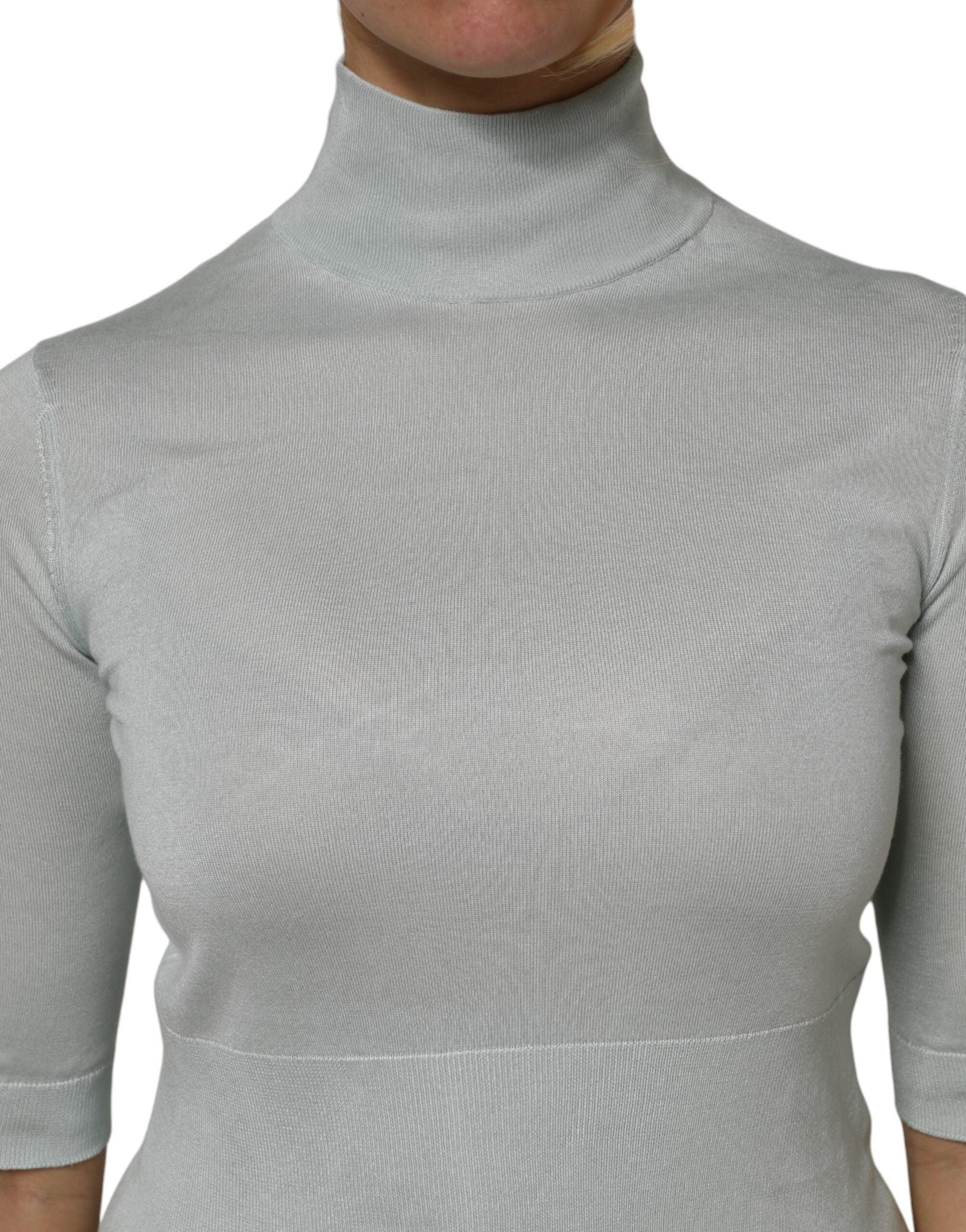 Pull dolce & gabbana gris à col roulé et manches 3/4, pull-over élégant en tricot, vue de face.