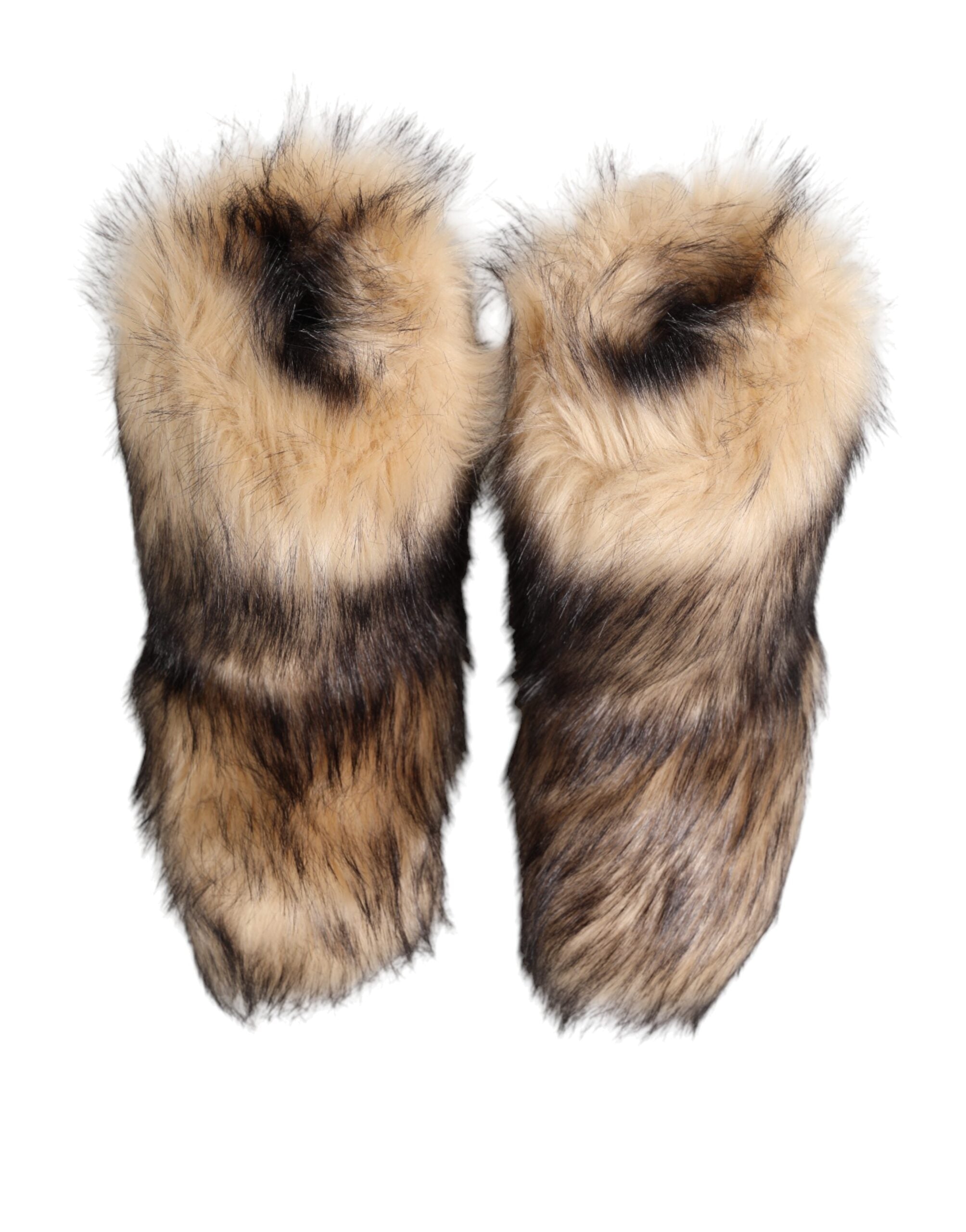 Bottes courtes pour homme Dolce & Gabbana en fourrure synthétique marron, style ski, avec semelle robuste et design élégant.