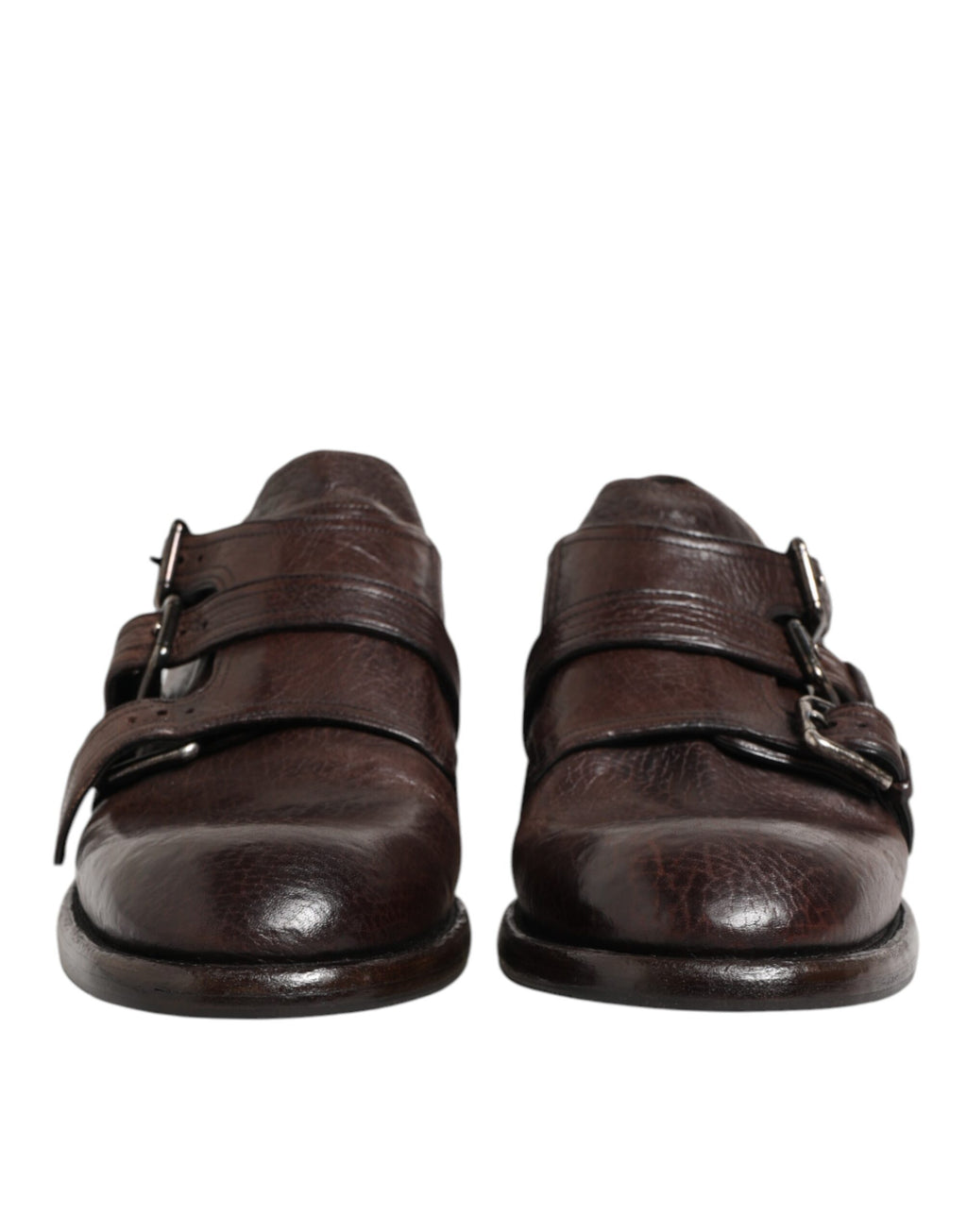 Chaussures derby formelles en cuir marron Dolce & Gabbana avec bride monk, élégantes et sophistiquées pour homme.