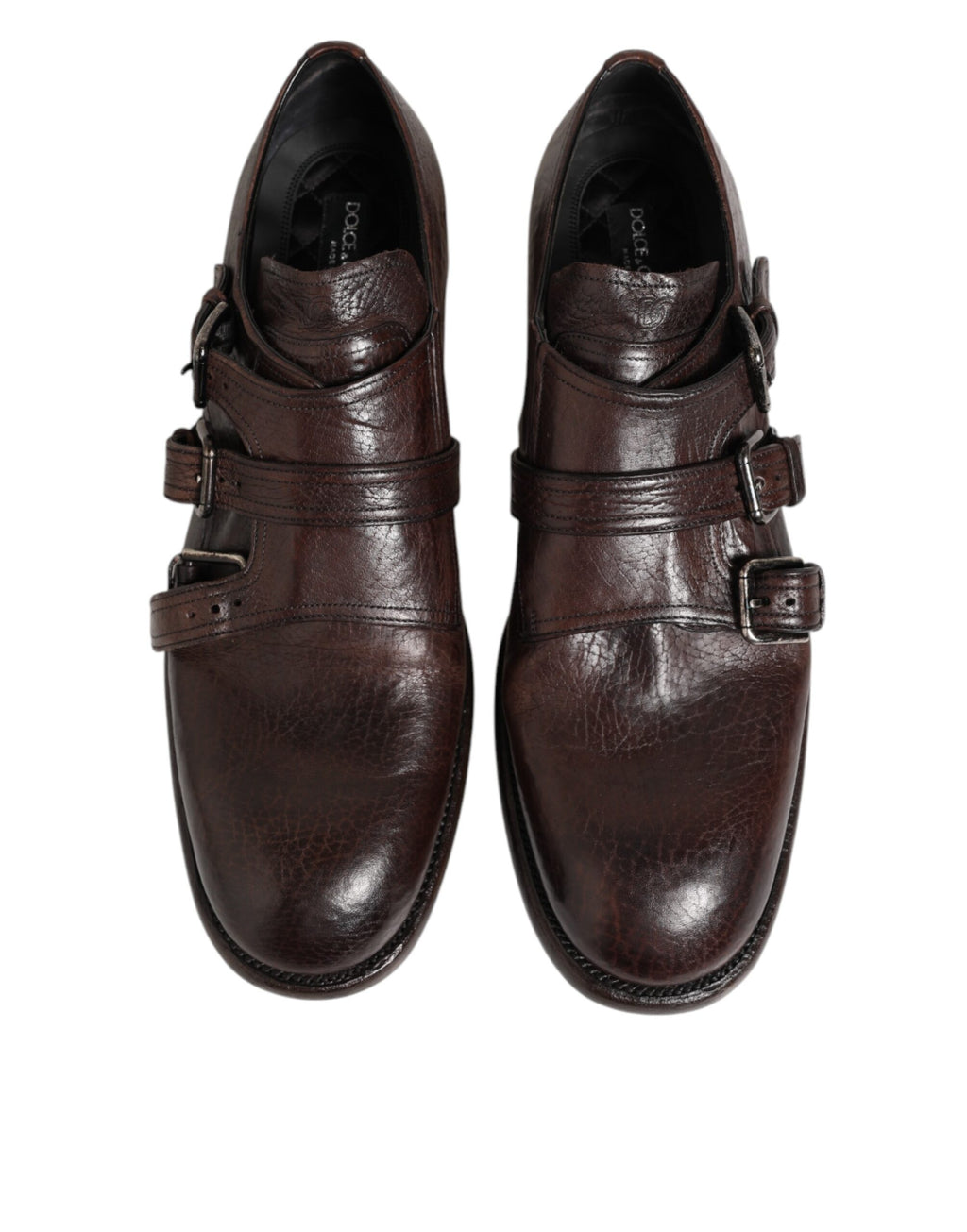 Chaussures derby formelles en cuir marron Dolce & Gabbana avec bride monk, élégantes et sophistiquées.