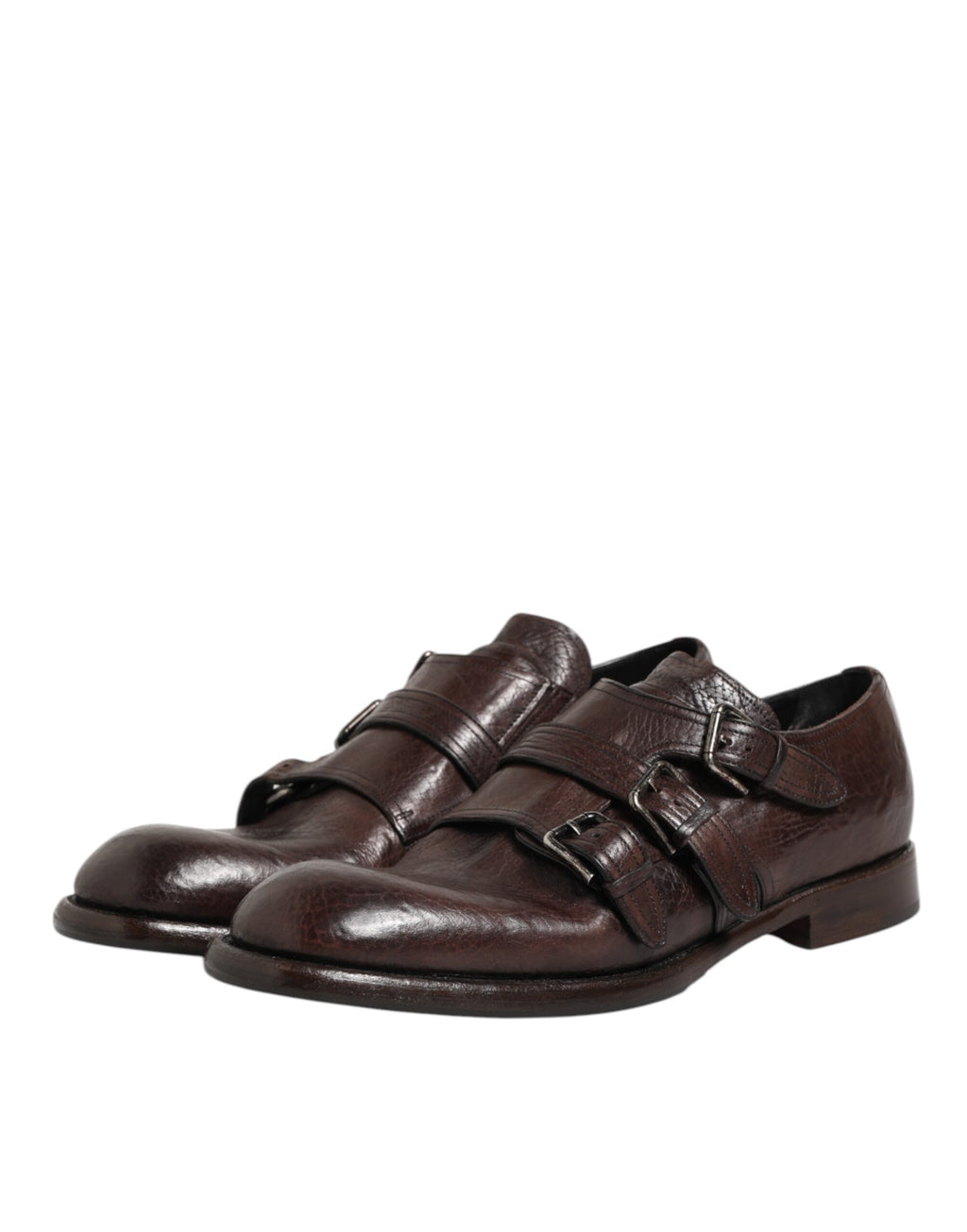 Chaussures Derby formelles en cuir marron avec boucle monk strap de Dolce & Gabbana, élégantes et sophistiquées pour homme.