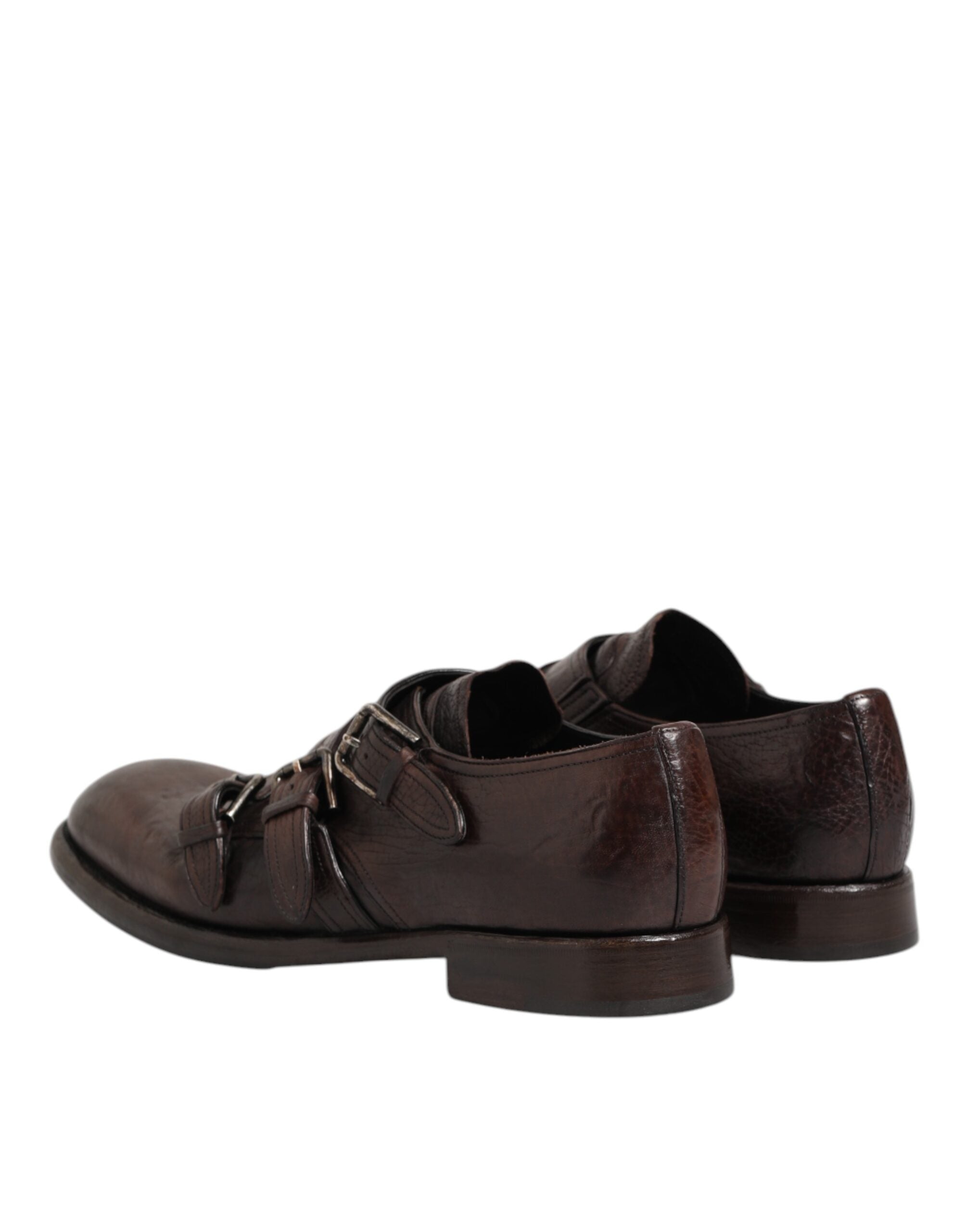 Chaussures derby formelles en cuir marron Dolce & Gabbana avec bride monk, élégantes et sophistiquées.