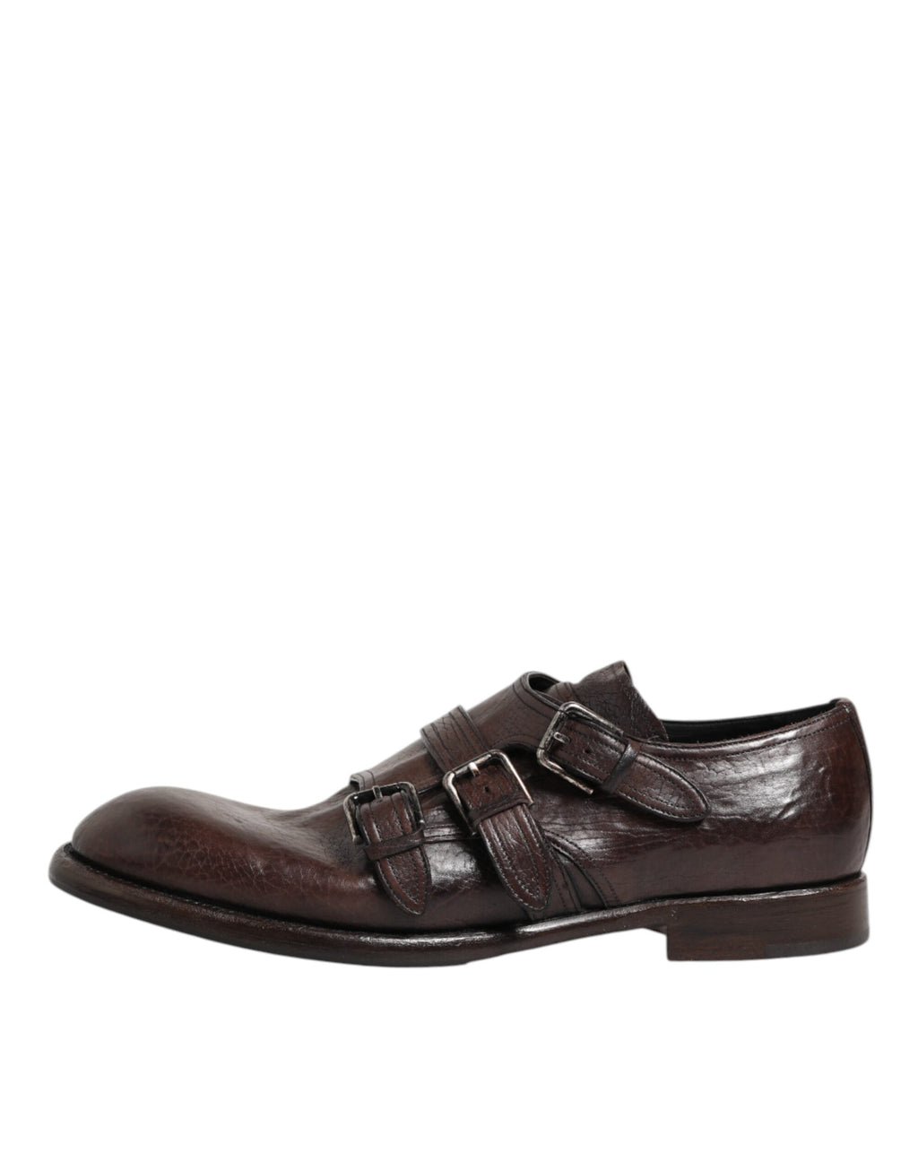 Chaussures derby formelles en cuir marron avec bride monk de Dolce & Gabbana, style élégant et sophistiqué.