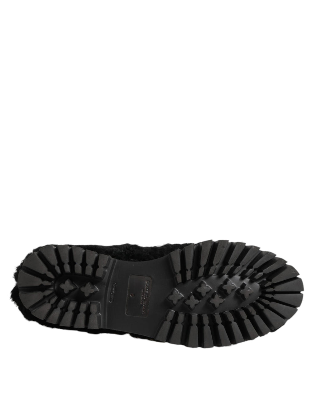 Chaussures homme Dolce & Gabbana, mocassins en cuir noir avec fourrure, style élégant et sophistiqué.