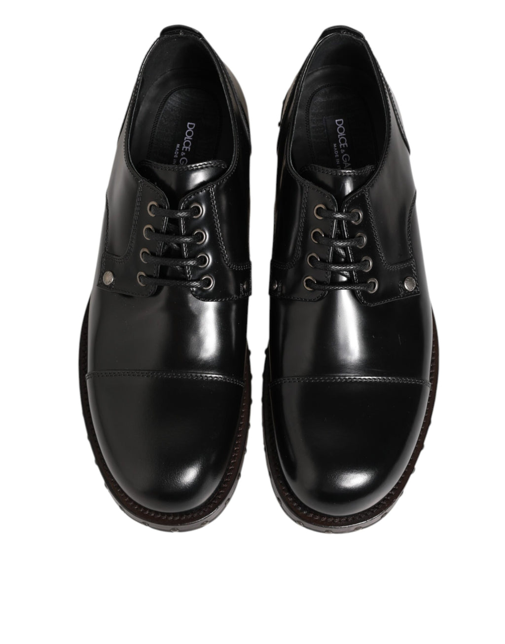 Chaussures derby noires en cuir avec clous pour homme de Dolce & Gabbana, chaussures formelles élégantes et sophistiquées.