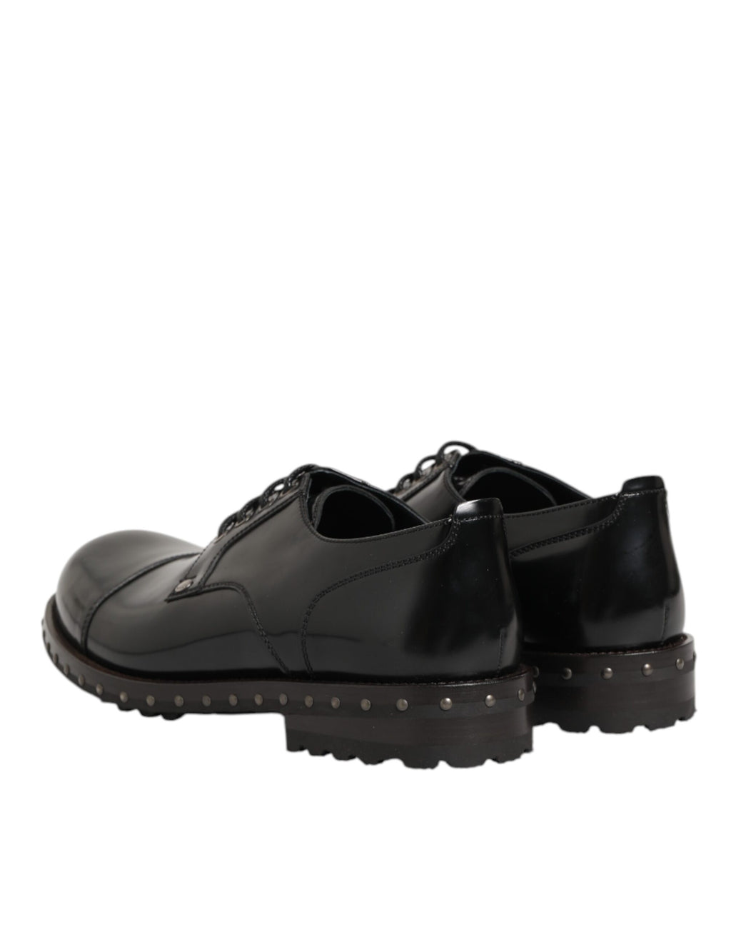 Chaussures Derby formelles en cuir noir Dolce & Gabbana pour homme avec studs, élégantes et sophistiquées.