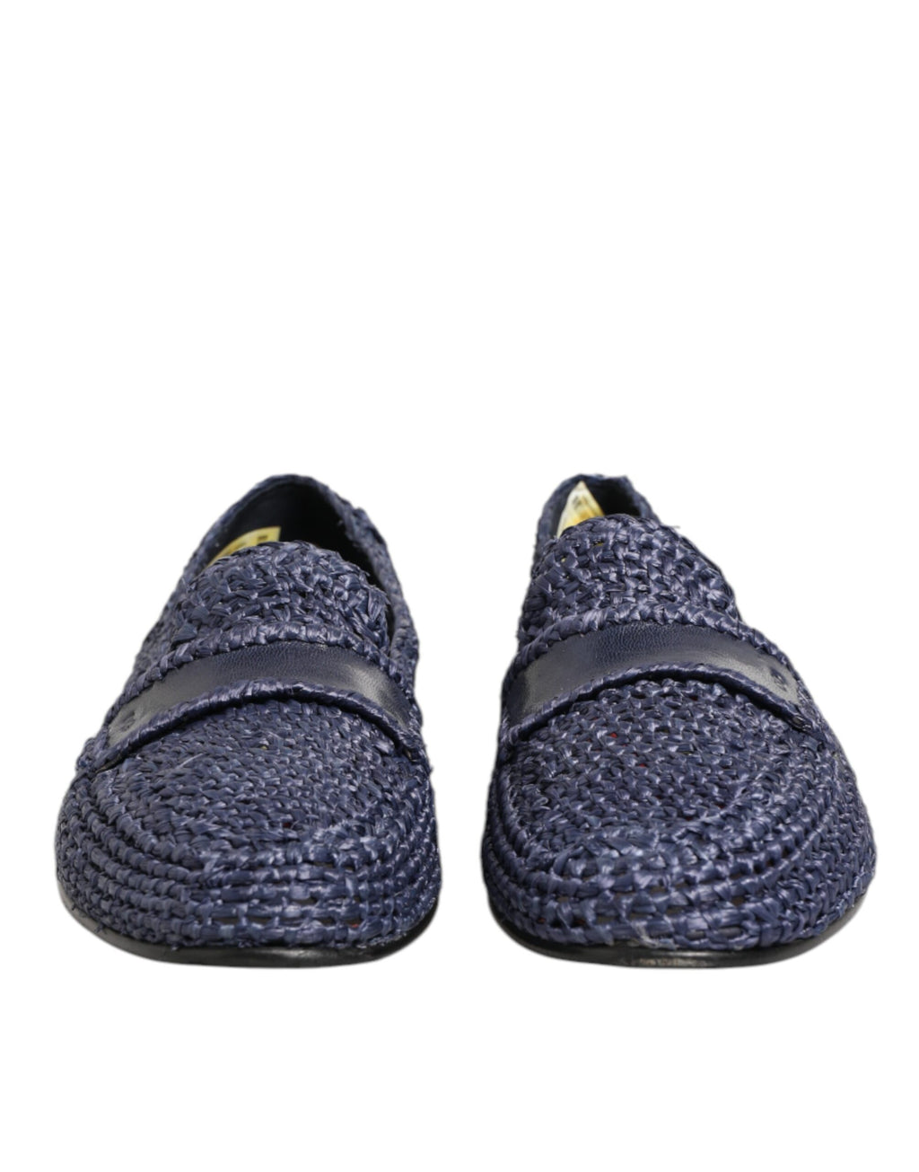 Chaussures mocassins en cuir tissé bleu pour homme Dolce & Gabbana, faciles à glisser, élégantes et confortables.